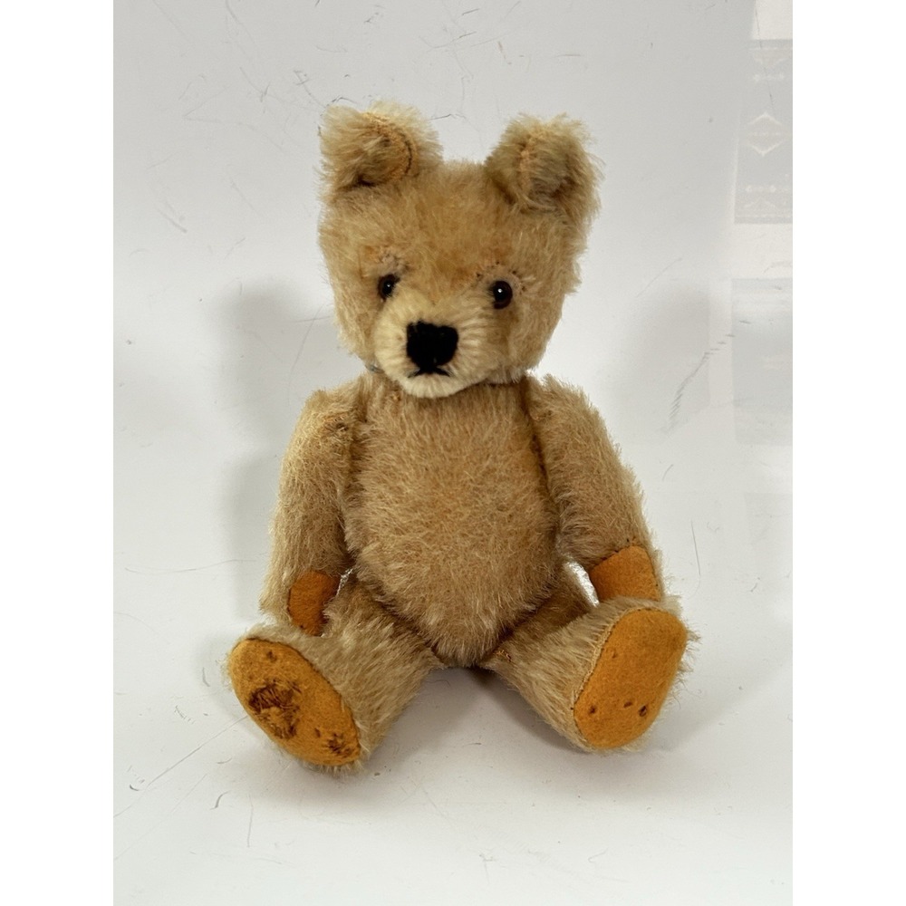 Vintage Small 6" Steiff Jointed Mohair Teddy Bear Blonde Glass Eyes